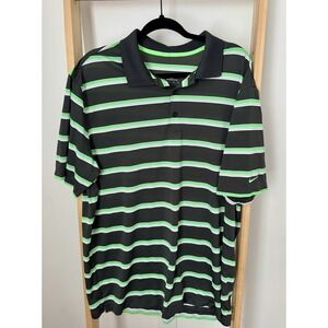 Nike Golf Shirt Mens XL Tour Performance Dri Fit Short Sleeved Striped Polo